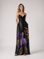 Floral Print Open-Back Maxi Dress