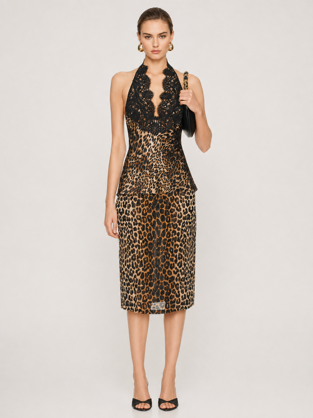 Leopard Lace Halter Top
