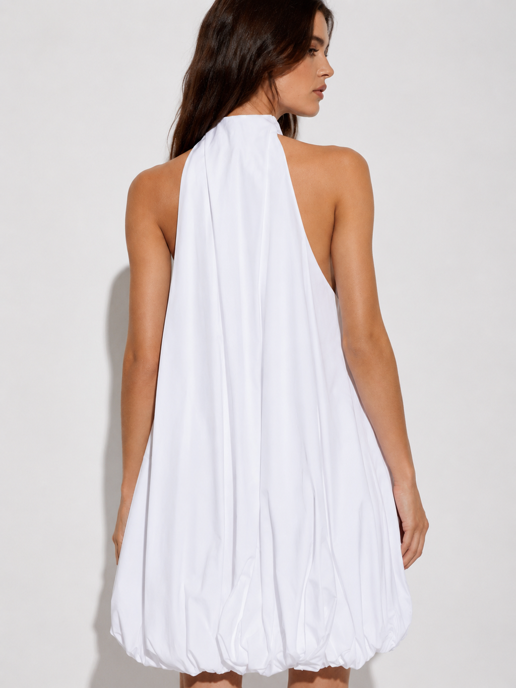 White Halter Bubble Mini Dress