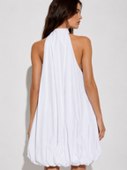 White Halter Bubble Mini Dress