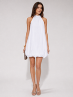 White Halter Bubble Mini Dress