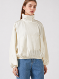 Ivory High-Neck Satin Blouson Jacket