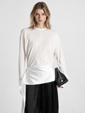 Asymmetric Draped Long Sleeve Top