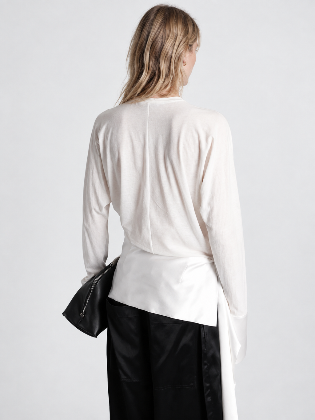 Asymmetric Draped Long Sleeve Top