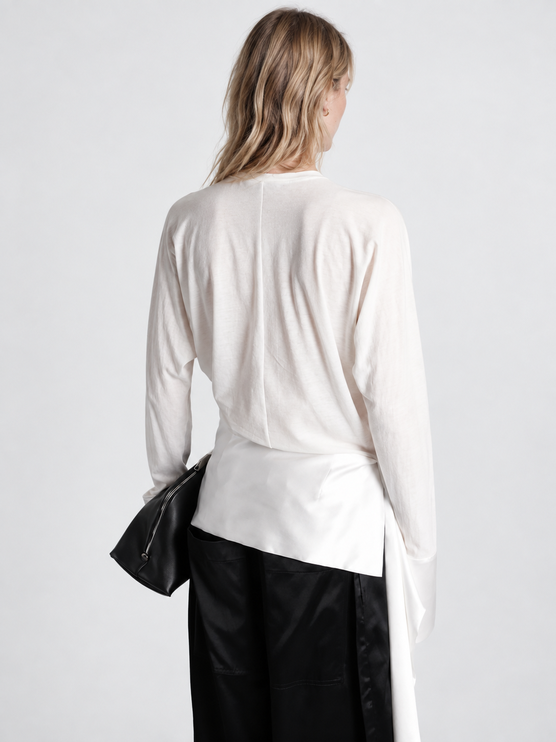 Asymmetric Draped Long Sleeve Top