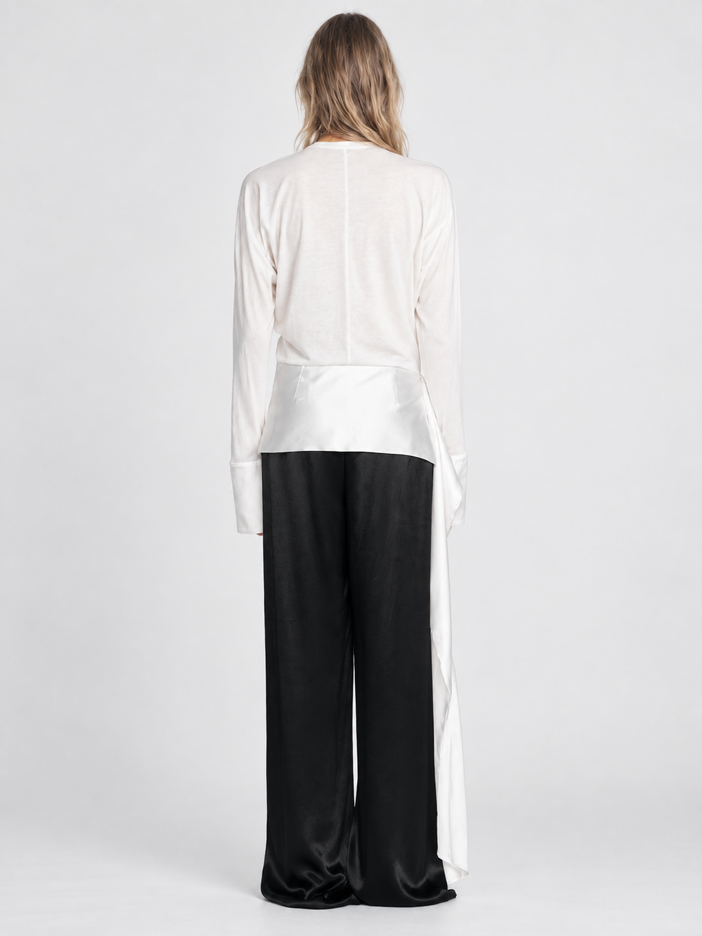 Asymmetric Draped Long Sleeve Top