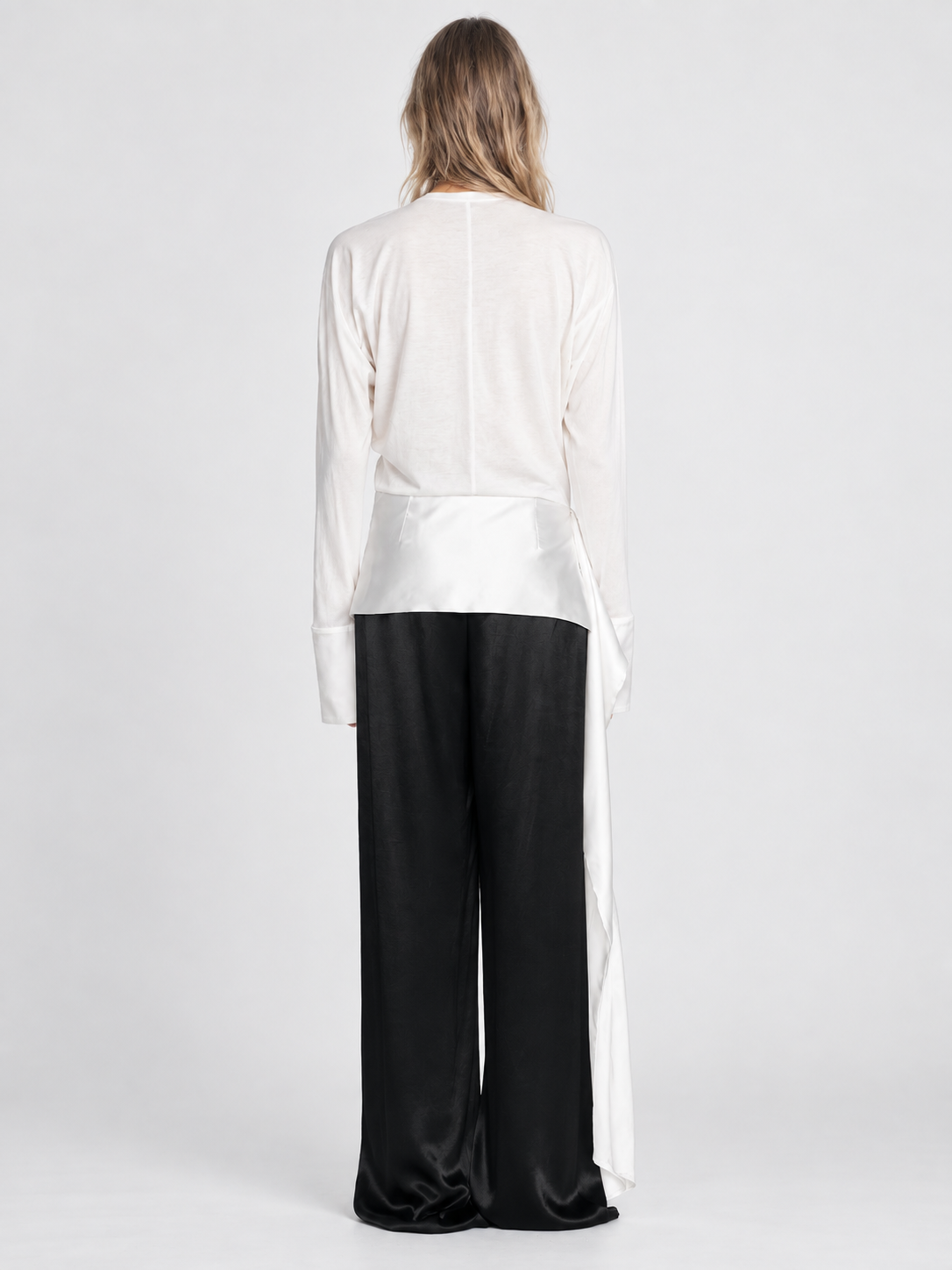 Asymmetric Draped Long Sleeve Top