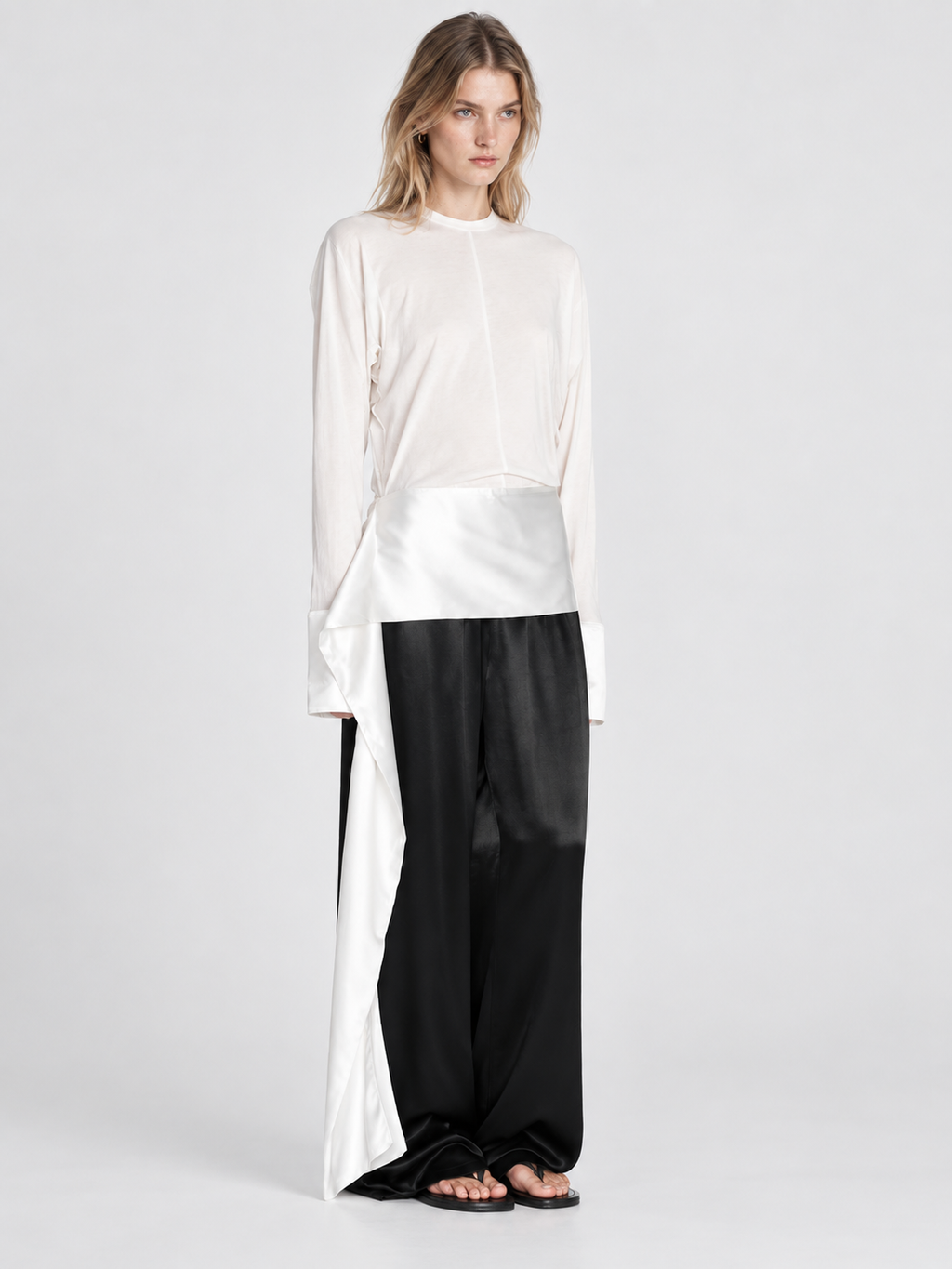 Asymmetric Draped Long Sleeve Top