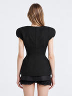 Structured Puff Shoulder Tailored Top