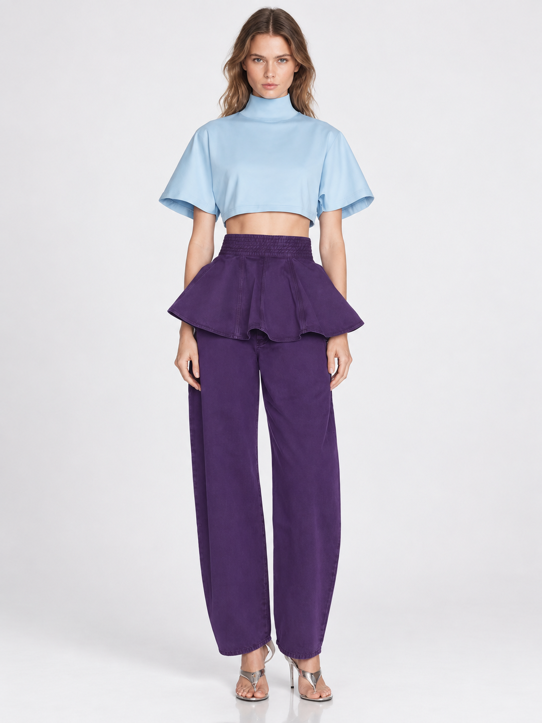 High Waist Purple Balloon Fit Jeans with Relaxed Silhouette