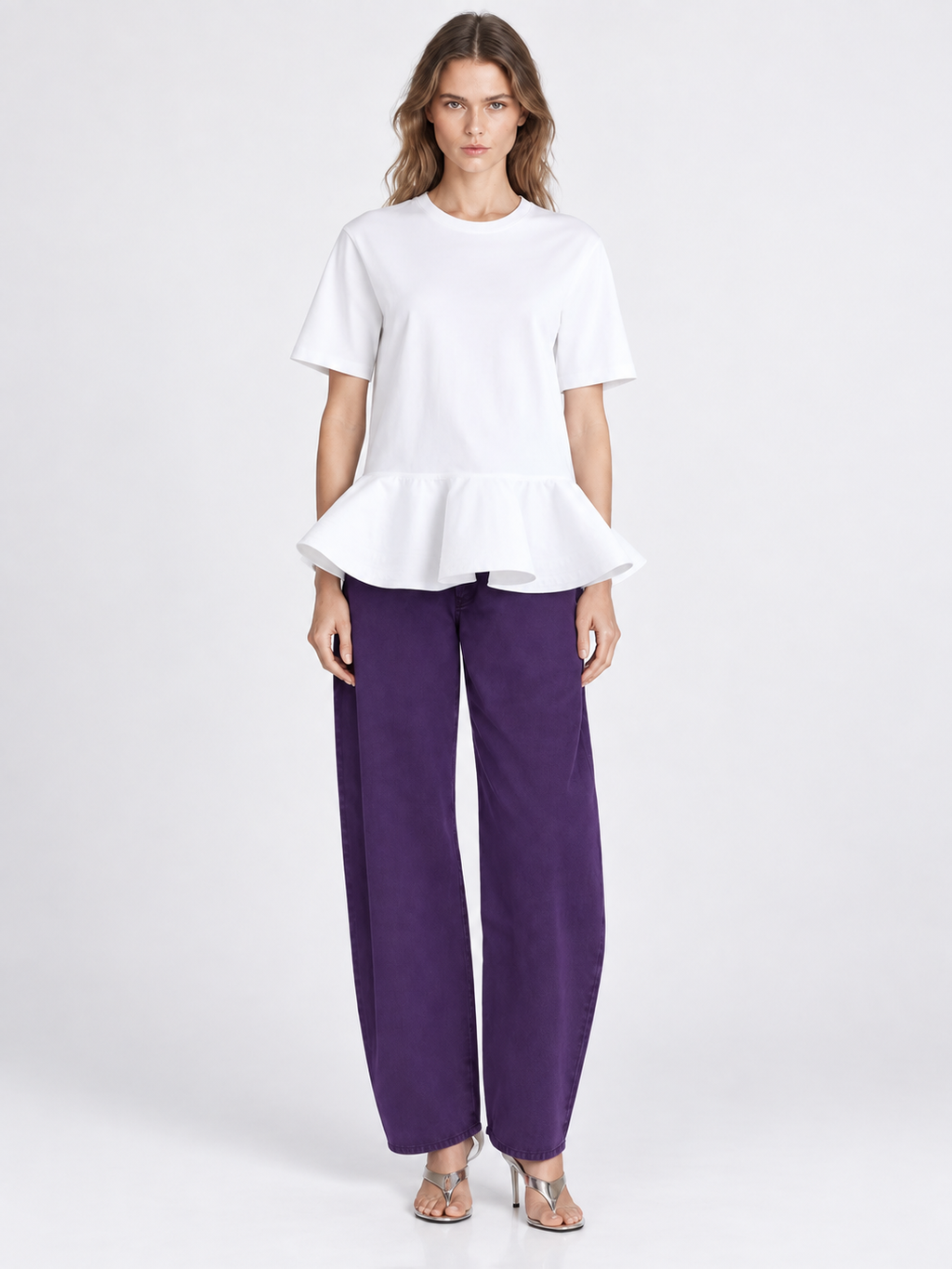 High Waist Purple Balloon Fit Jeans with Relaxed Silhouette