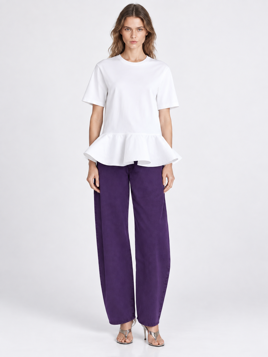 High Waist Purple Balloon Fit Jeans with Relaxed Silhouette