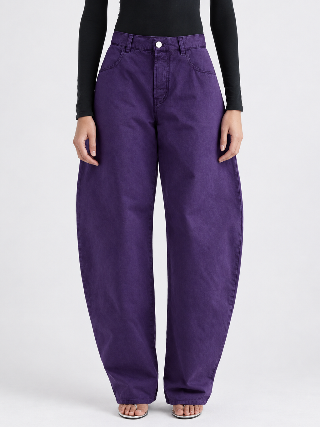 High Waist Purple Balloon Fit Jeans with Relaxed Silhouette