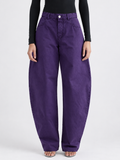 High Waist Purple Balloon Fit Jeans with Relaxed Silhouette