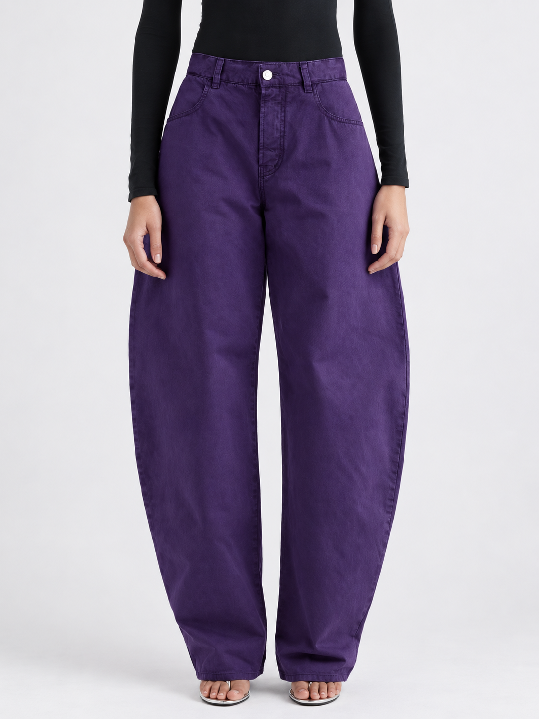 High Waist Purple Balloon Fit Jeans with Relaxed Silhouette