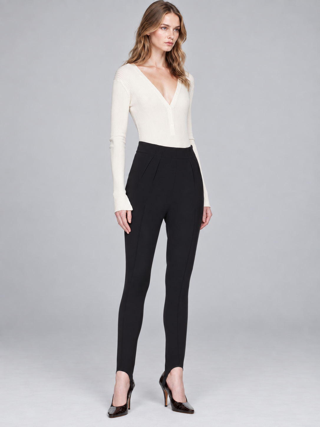 High Waist Slim Fit Split Hem Pants