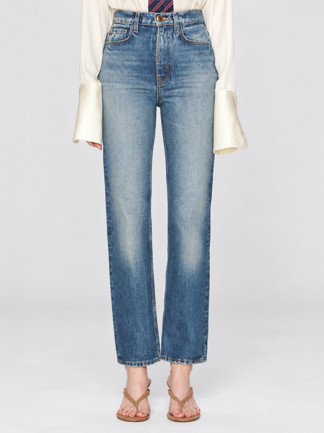 High Waist Straight Leg Denim Jeans