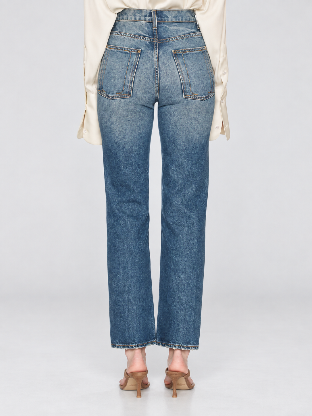 High Waist Straight Leg Denim Jeans