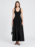 Minimalist Sleeveless Pleated Maxi Dress