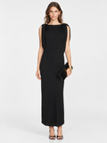 Elegant Ruched Shoulder Maxi Dress