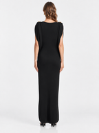 Elegant Ruched Shoulder Maxi Dress