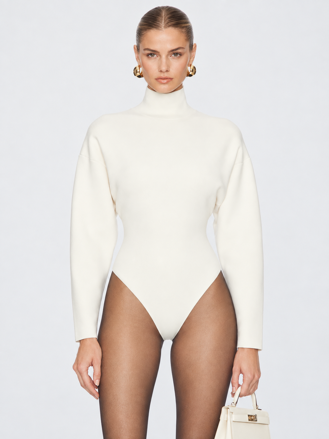 High Neck Knit Bodysuit Sweater