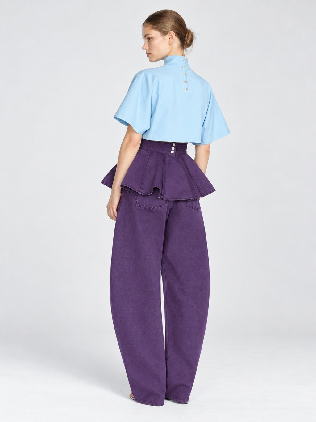 High Waist A-Line Flared Midi Skirt with Pleated Detail