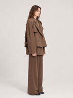 Belted Double Breasted Cropped Trench Jacket