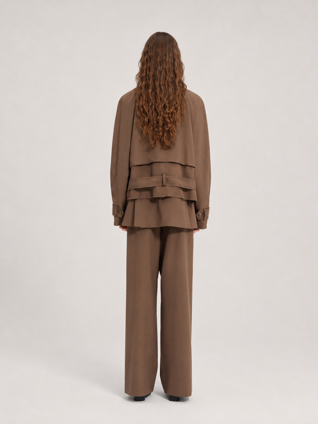 Belted Double Breasted Cropped Trench Jacket