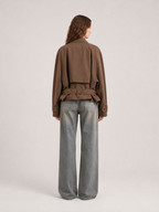 Belted Double Breasted Cropped Trench Jacket