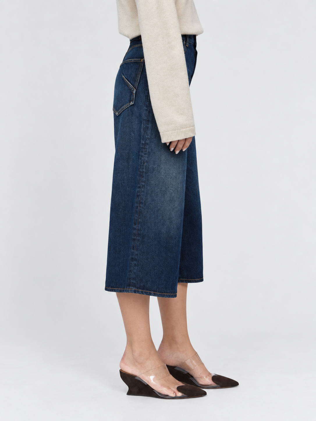 High Waist Wide Leg Cropped Denim Jeans