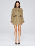 Elegant Cropped Trench Jacket with Ruffle Detail