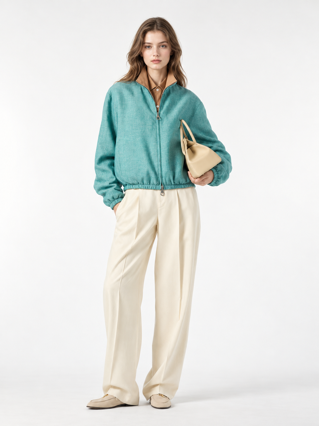 Minimalist Zip Up Jacket with High Neck Design