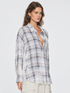Distressed Plaid Oversized Shirt