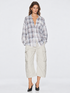 Distressed Plaid Oversized Shirt
