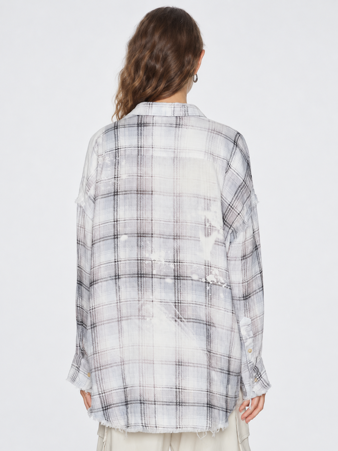 Distressed Plaid Oversized Shirt