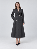 Elegant Double Breasted Long Trench Coat with Tailored Silhouette