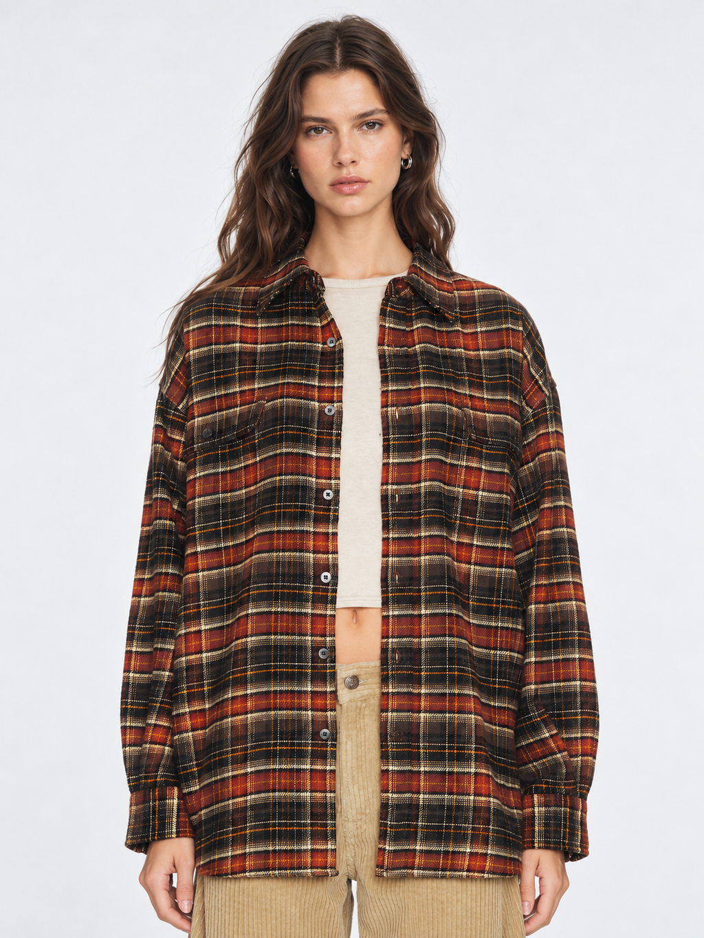 Vintage Plaid Oversized Shirt Jacket