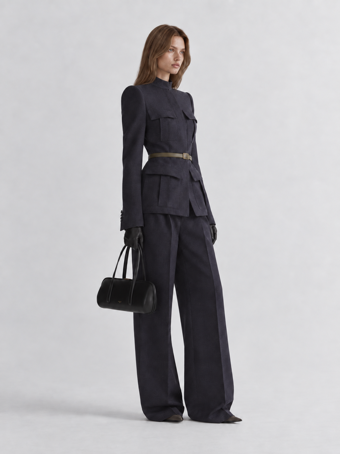 Structured High Waist Tailored Blazer Jacket