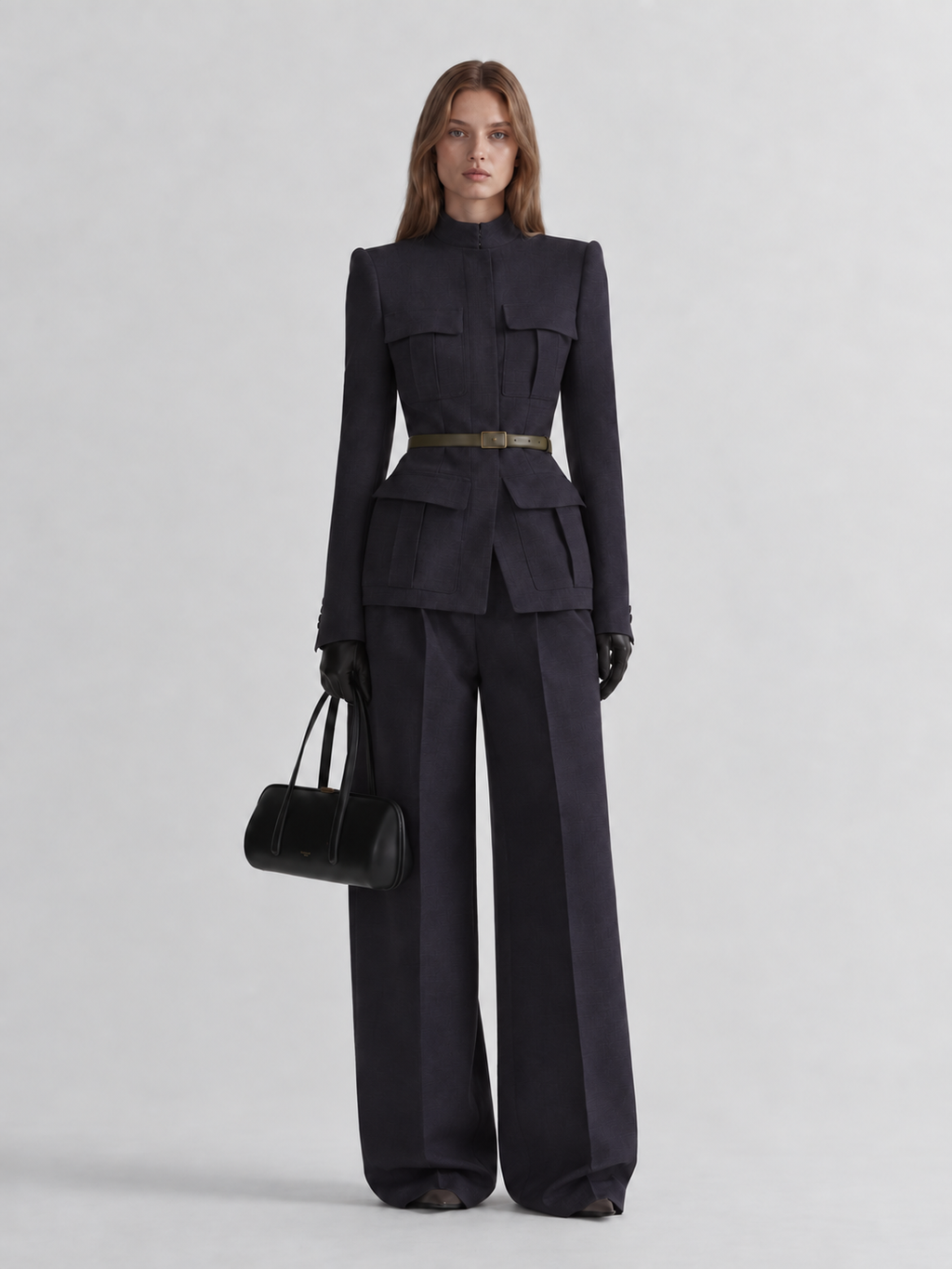 Structured High Waist Tailored Blazer Jacket