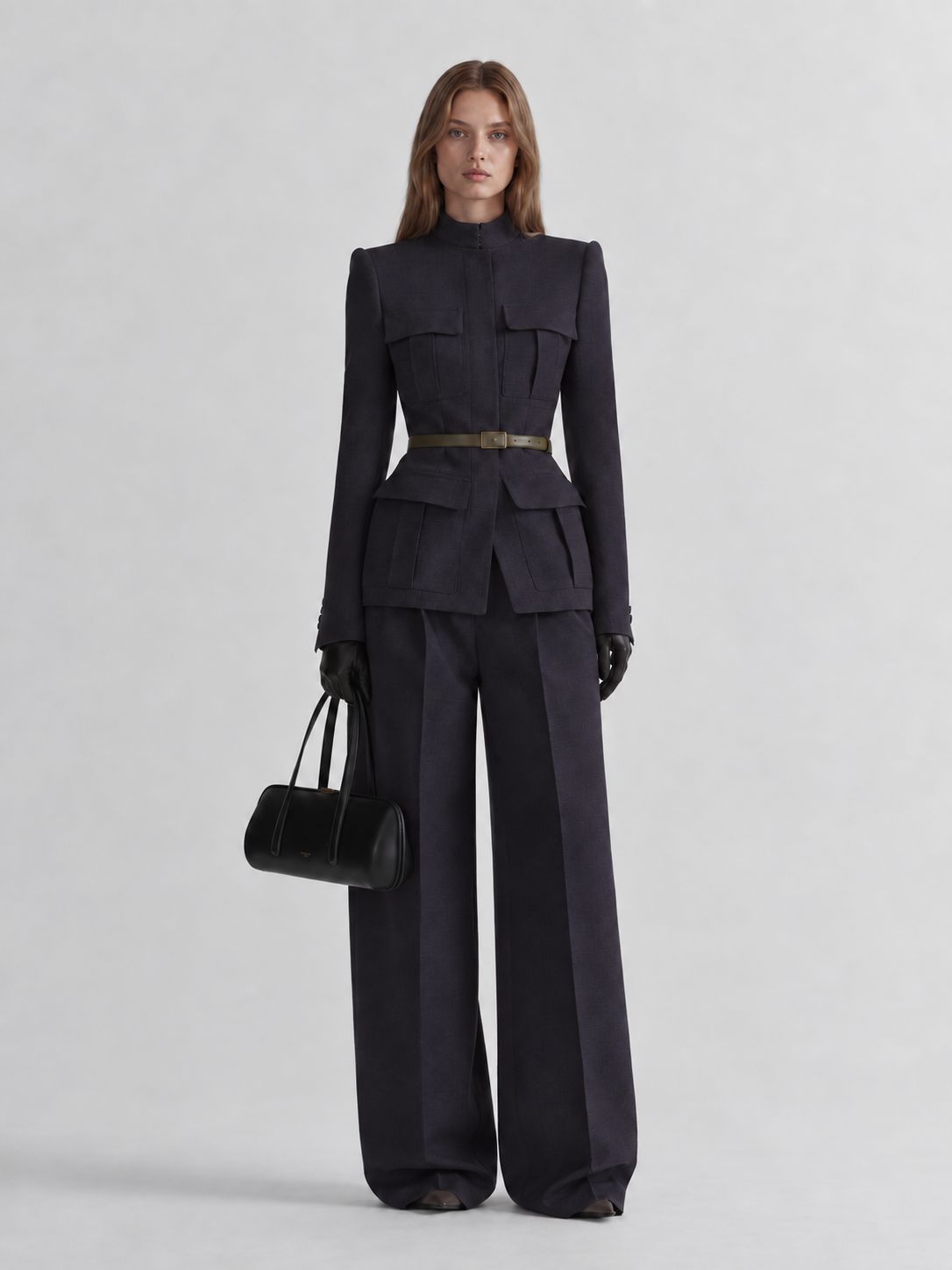 Structured High Waist Tailored Blazer Jacket
