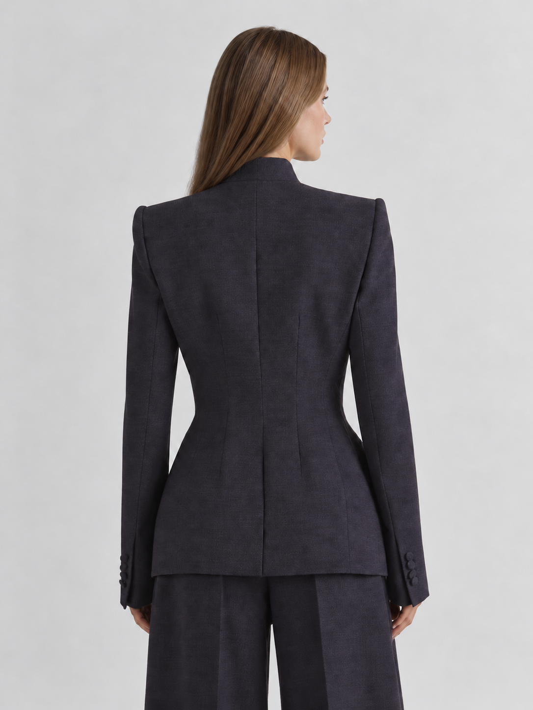 Structured High Waist Tailored Blazer Jacket