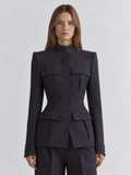 Structured High Waist Tailored Blazer Jacket