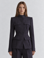 Structured High Waist Tailored Blazer Jacket