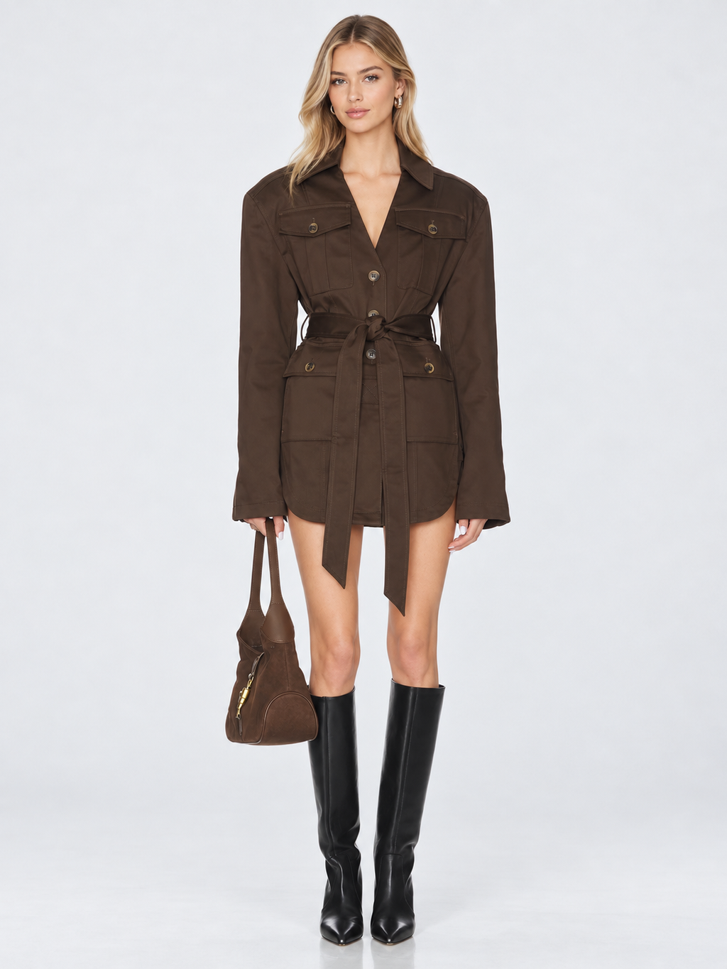 Belted Utility Shirt Jacket
