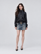 Wool Blend Oversized Bomber Jacket