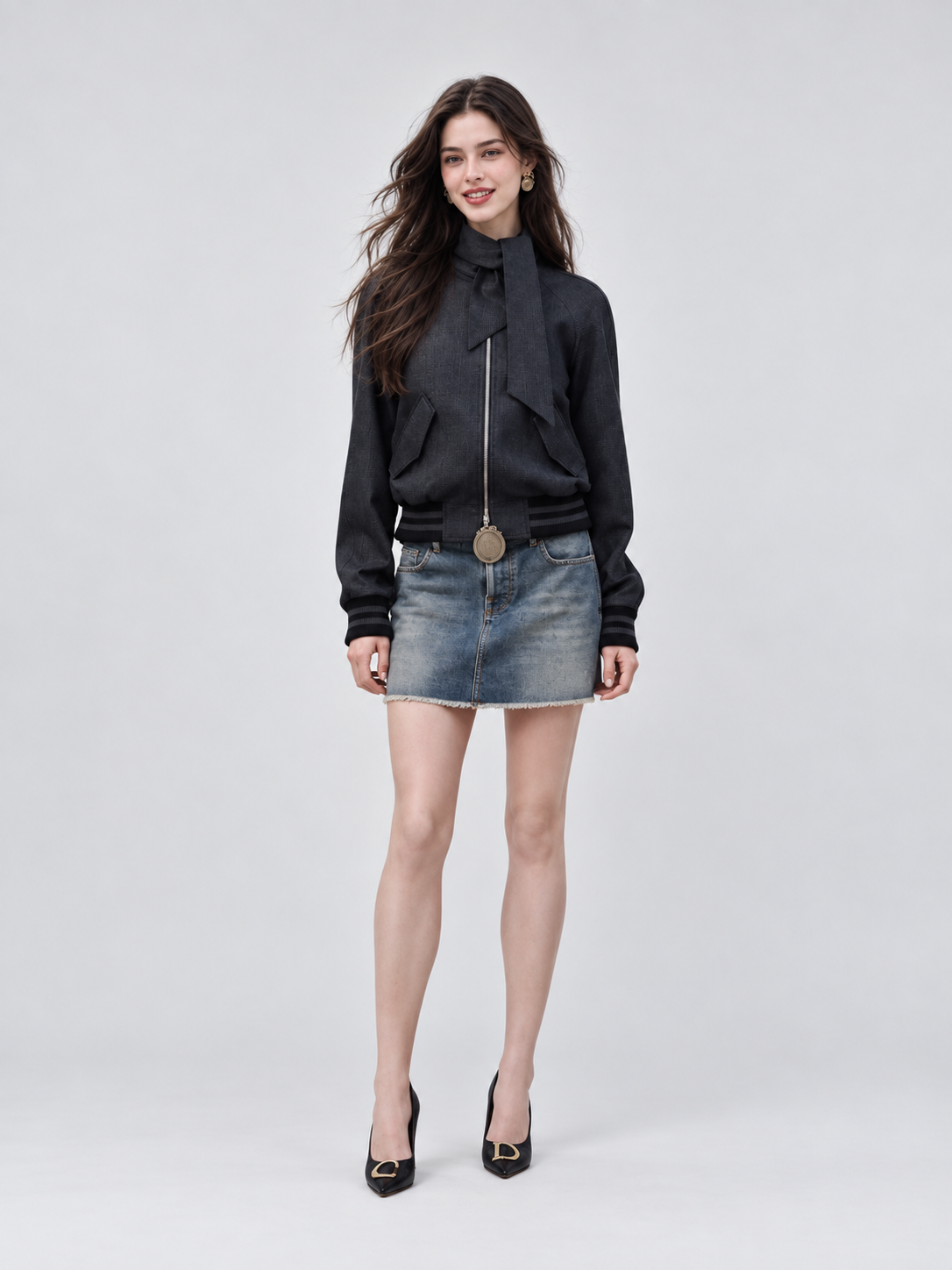 Wool Blend Oversized Bomber Jacket