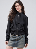 Wool Blend Oversized Bomber Jacket