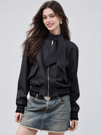 Wool Blend Oversized Bomber Jacket