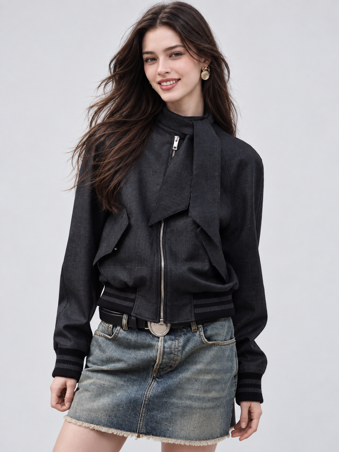 Wool Blend Oversized Bomber Jacket